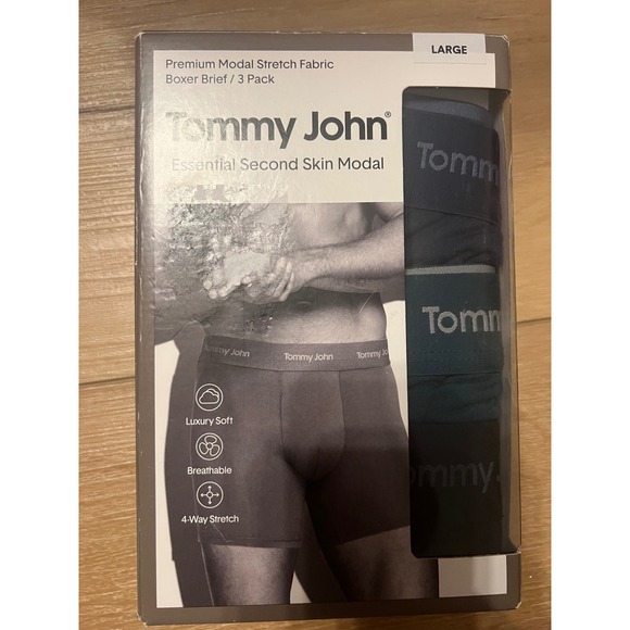 3-Pack TOMMY JOHN Essential Second‎ Skin Premium Modal Boxer Briefs large NWT - Picture 1 of 6